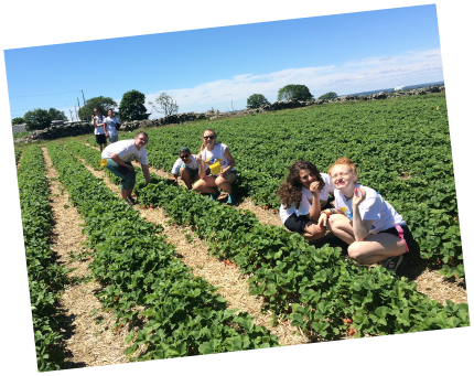 Teen Treks New England Coast takes a break from bicycling to explore a farm