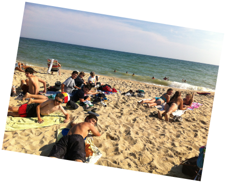 Teen Treks New England Coast takes a break from bicycling to explore the beach